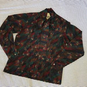 EUC Vintage Evan Picone Petites Print Blouse